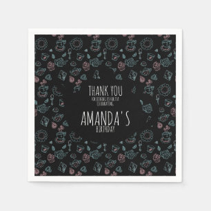 Tea Party Birthday Doodle Background Servet