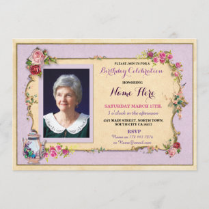 Tea Party Birthday Garden Teapot Foto Roos Invite Kaart