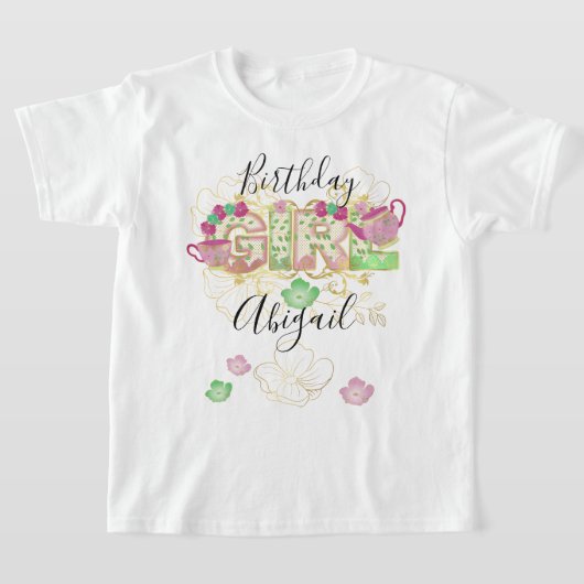 Tea Party Birthday Girl |Floral T-shirt (Laagn)