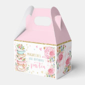 Tea Party Birthday Girl Pink & Gold Floral Par-tea Bedankdoosjes (Achterkant)