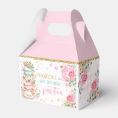 Tea Party Birthday Girl Pink & Gold Floral Par-tea Bedankdoosjes (Voorkant Zijde)