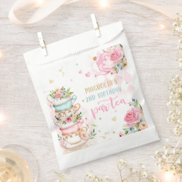 Tea Party Birthday Girl Pink & Gold Floral Par-tea Bedankzakje
