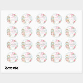 Tea Party Birthday Girl Pink & Gold Floral Par-tea Ronde Sticker (Vel)