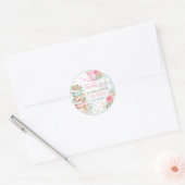 Tea Party Birthday Girl Pink & Gold Floral Par-tea Ronde Sticker (Envelop)
