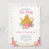 Tea Party Birthday Invitation Kaart (Voorkant)