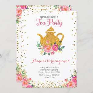 Tea Party Birthday Invitation Kaart