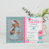 Tea Party Birthday Invitation Kaart (Staand voorkant)