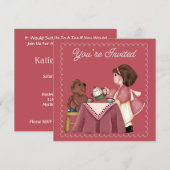 Tea Party Birthday Invitation Kaart (Voorkant / Achterkant)
