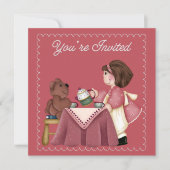 Tea Party Birthday Invitation Kaart (Voorkant)