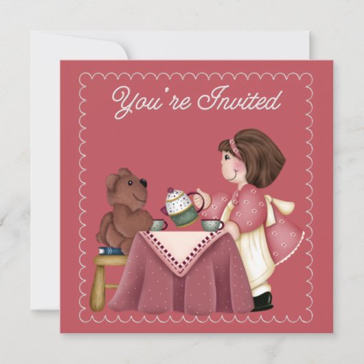 Tea Party Birthday Invitation Kaart (Voorkant)