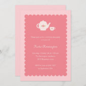 Tea Party Birthday Invitation Kaart (Voorkant / Achterkant)