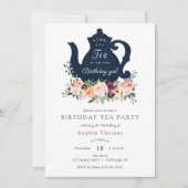 Tea Party Birthday Invitation Kaart (Voorkant)