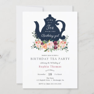 Tea Party Birthday Invitation Kaart