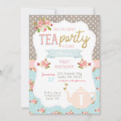 Tea Party Birthday Invitation Kaart (Voorkant)