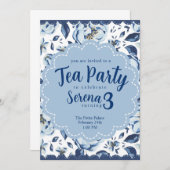 Tea Party Birthday Invitation Kaart (Voorkant / Achterkant)