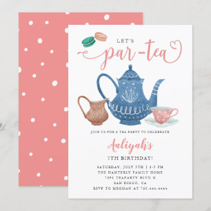 Tea Party Birthday Invitation Kaart