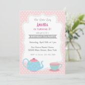 Tea Party Birthday Invitation Sweet Pink Kaart (Staand voorkant)