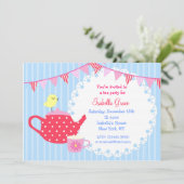 Tea Party Birthday Invitations Kaart (Staand voorkant)