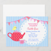 Tea Party Birthday Invitations Kaart (Voorkant / Achterkant)