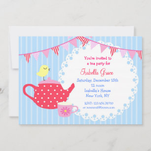 Tea Party Birthday Invitations Kaart