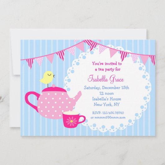 Tea Party Birthday Invitations Kaart (Voorkant)