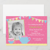 Tea Party Birthday Invitations Kaart (Voorkant / Achterkant)