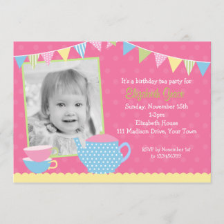 Tea Party Birthday Invitations Kaart