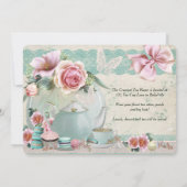 Tea Party Birthday Invitations Kaart (Achterkant)