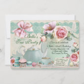 Tea Party Birthday Invitations Kaart (Voorkant)
