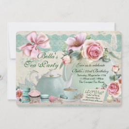 Tea Party Birthday Invitations Kaart