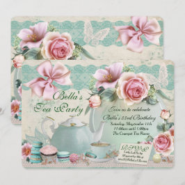 Tea Party Birthday Invitations Kaart