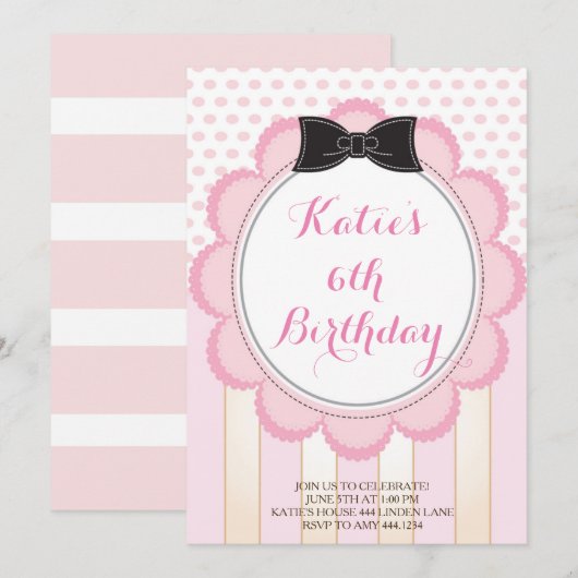 Tea Party Birthday Invitations Kaart (Voorkant / Achterkant)