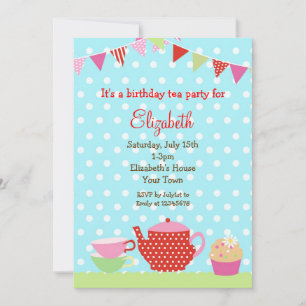 Tea Party Birthday Invitations Kaart