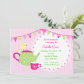 Tea Party Birthday Invitations Kaart (Staand voorkant)