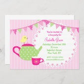 Tea Party Birthday Invitations Kaart (Voorkant / Achterkant)