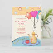 Tea Party Birthday Invitations Kaart (Staand voorkant)