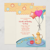 Tea Party Birthday Invitations Kaart (Voorkant / Achterkant)