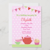 Tea Party Birthday Invitations Kaart (Voorkant)