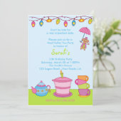 Tea Party Birthday Kaart (Staand voorkant)