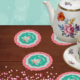 Tea Party Birthday Kartonnen Onderzetters