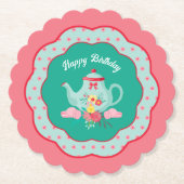 Tea Party Birthday Kartonnen Onderzetters (Voorkant)