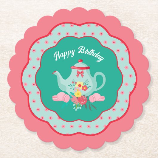 Tea Party Birthday Kartonnen Onderzetters (Voorkant)