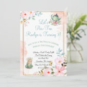 Tea Party Birthday nodigt Kaart (Staand voorkant)