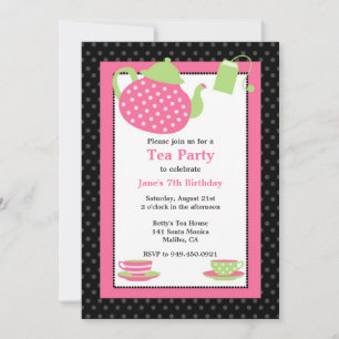 Tea Party Birthday Party Invitation Kaart
