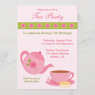 Tea Party Birthday Party Invitation Kaart