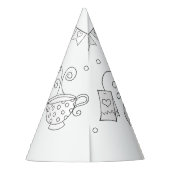 Tea Party Birthday Party - kleur uw eigen Pet Feesthoedjes (Achterkant)