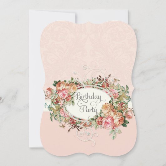 Tea Party Birthday Party Waterverf Gold Floral Kaart (Achterkant)