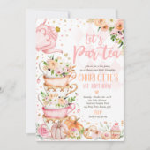 Tea Party Birthday Pumpkin Autumn Floral Par-tea Kaart (Voorkant)