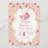 Tea Party Birthday. Tea Party Baby shower Kaart (Voorkant / Achterkant)