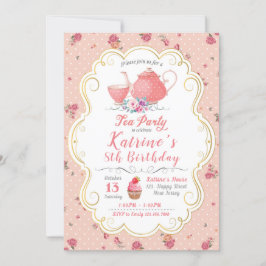 Tea Party Birthday. Tea Party Baby shower Kaart
